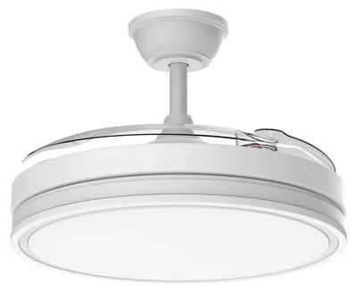 Plafondventilator mit Licht, 106 cm, einziehbare Flügel, DC-Motor, Fernbedienung