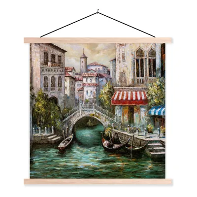Produktbild von MuchoWow® Textilposter Gemälde - Öl - Wasser - Graben - Italien 40x40 cm mit holzfarbenen Rahmen - Posterleiste
