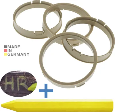 Produktbild von 4X Zentrierringe 73,1 x 67,1 mm Beige Felgen Ringe + 1x Reifen Kreide Fett Stift