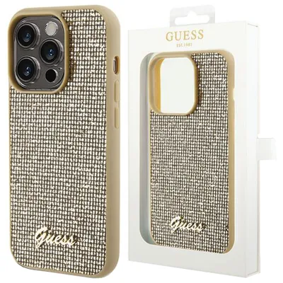 Produktbild von Guess Apple iPhone 15 Pro Schutzhülle Hülle Cover Tasche Disco Metal Script Gold