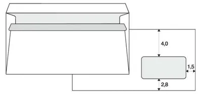 Obrázek produktu pro Obálka samolepicí, 110 x 220mm, bílá, poštovní, s DL okénkem1000ks