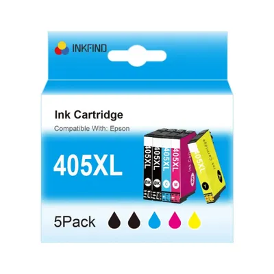 Produktbild von INKFIND 405XL Tinte für Epson405 Epson 405 Espon405XL Epson 405XL Multipack mit 5 Stück passend für Drucker Epson WorkForce Pro WF-3820 DWF, WF-3825 D
