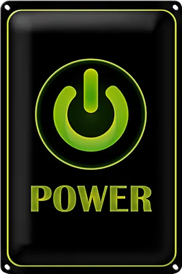 Produktbild von Blechschild Hinweis 12x18cm Power Taste Wanddeko