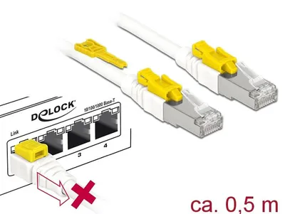 Produktbild von DeLOCK 85330, 0,5 m, Cat6a, S/FTP (S-STP), RJ-45, RJ-45, Weiß