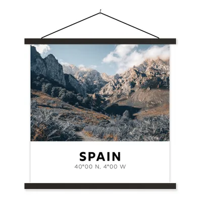 Produktbild von MuchoWow® Textilposter Spanien - Berge - Wolken 60x60 cm mit schwarzem Rahmen - Posteraufhänger