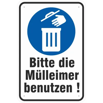 Produktbild von Schild 20x30 cm Mülleimer benutzen