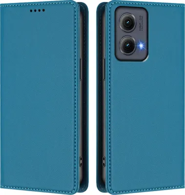 Obrázek produktu pro Kožené pouzdro pro Motorola Edge 2024, magnetické flipové pouzdro zPolyuretankůže se stojánkem Jezerní modrá