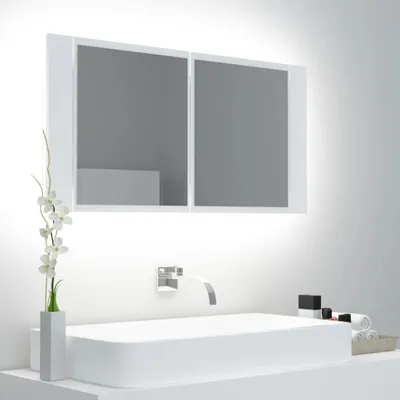 Obrázek produktu pro Maison Exclusive LED koupelnová skříňka se zrcadlem bílá 90 x 12 x 45 cm akryl