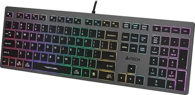 A gaming keyboard with RGB backlighting.
