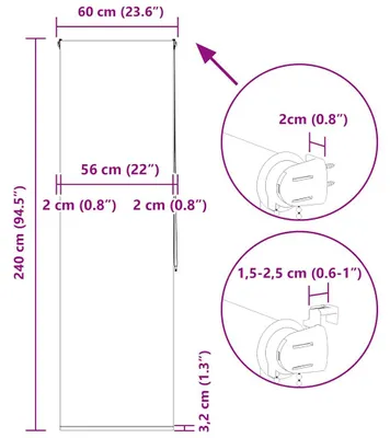 Produktbild von vidaXL Duschrollo 60x240 cm Stoffbreite 56 cm