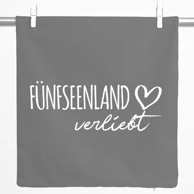 Produktbild von Huuraa Kissenbezug Fünfseenland verliebt 40x40cm Steel Grey Baumwolle Dekokissenbezug Geschenkidee