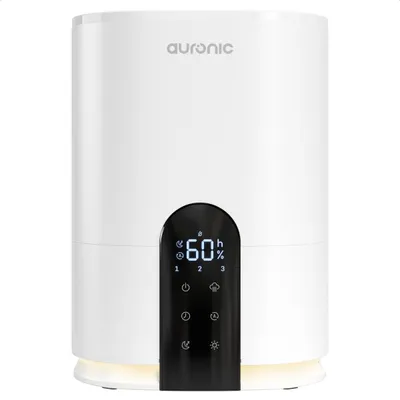 Produktbild von Auronic Luftbefeuchter - 4 Liter - 40m² - Geeignet für Wohnzimmer, Büro, Schlafzimmer, Babyzimmer und mehr - Mit Aromatherapie - BPA-frei - Weiß
