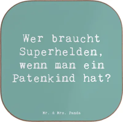 Produktbild von Mr. & Mrs. Panda Untersetzer für Gläser Spruch Patenkind Wunder - Meeresbrise - Geschenk, Fürsorge, Familie, liebevoll handgefertigt, Liebe, gläseruntersetzer, Glas
