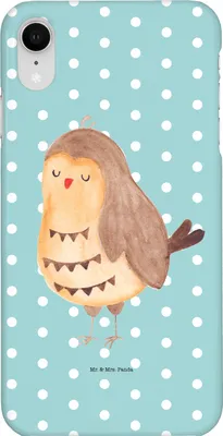 Produktbild von Mr. & Mrs. Panda Iphone XR Handyhülle Eule Zufrieden - Türkis Pastell - Geschenk, Handy Case, Waldtier, Premium Kunststoff, Hochzeitstag, Owl, glücklich