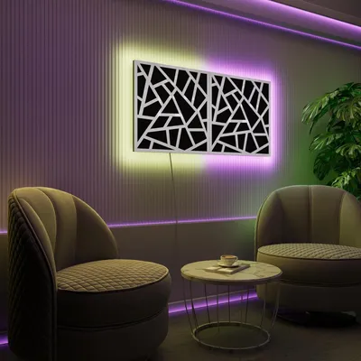 Immagine prodotto di Set da 2 pannelli acustici a LED con RGB Glow per Echo Control | Pannelli fonoassorbenti con retroilluminazione | 2x SKYROSS-Grouped | Plastica bianca