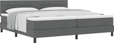 Obrázek produktu pro vidaXL Skříňová postel s čelem tmavě šedá 200 x 200 cm látka