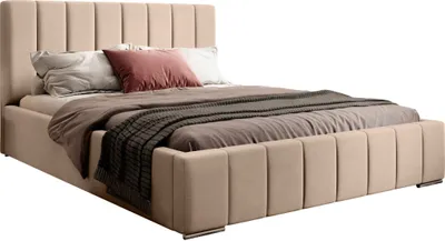 Produktbild von FEDVE Polsterbett Doppelbett Ambrus Schlafzimmer Bett 120x200cm Beige (Magic Velvet 2282)