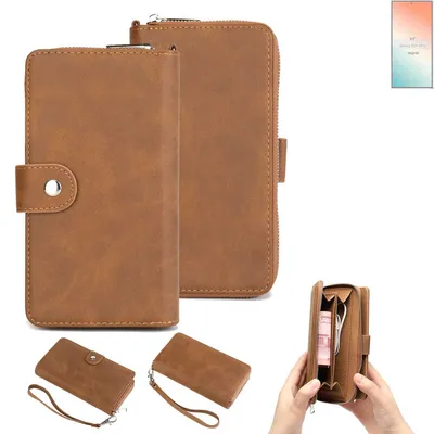 Produktbild von K-S-Trade Handyhülle Schutzhülle kompatibel mit Samsung Galaxy S24 Ultra & Portemonnee Tasche Handytasche Case Etui Geldbörse Wallet braun (1x)