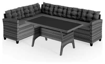 Productafbeelding van Loungeset - Polyrattan - Zes personen - 130 x 70 x 67 cm - Grijs