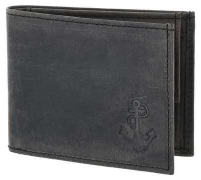 Immagine prodotto di oxmox Pelle portafoglio Leather RFID Protect Pocketbörse Freedom Anchor Embossed Vintage Black nero