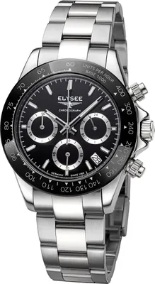 Produktbild von ELYSEE Herrenuhr SPORT  CHRONO. 100% Edelstahl schwarz onesize Herren Keramik Lünette 40 80601, 80602, 80603, 80604, 80605, 80612