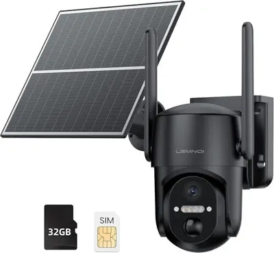 Produktbild von 4G LTE Überwachungskamera Aussen Akku mit SIM Karte Preinstalliert und SD Karte, 2K PTZ Kabellos Solar Kamera Outdoor Solarpanel, Farb-Nachtsicht,