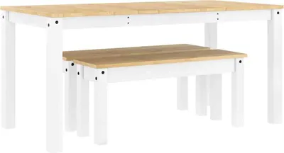 Image de Ensemble à manger PANAMA 3 pcs blanc bois de pin massif