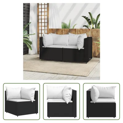 Produktbild von The Living Store Garten-Ecksofa mit Kissen Schwarz Poly Rattan
