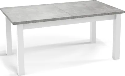 Produktbild von Moderner Rechteckiger Ausziehbarer Esstisch - Platzsparend - Weiße Holzbeine - 160 bis 240 cm - Hergestellt in EU - 160 x 90 cm - Grau Beton