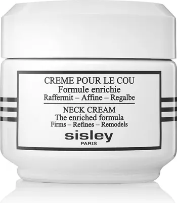 A white jar of Sisley Neck Cream is shown against a white background.