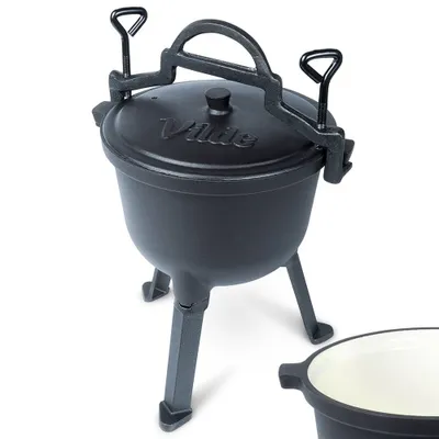Obrázek produktu pro Smaltovaný litinový kotlík, lovecký hrnec na pečení, táborák, 4 l
