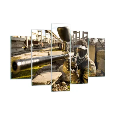 Produktbild von Bilder auf glas - Paintball Pistole Spieler - 150x100cm - Glasbilder - Wandbilder - Kunstdruck - zum Aufhängen bereit - Wanddekoration aus Glas - Glas Bilder - Wandbild auf Glas - GEA150x100-0140