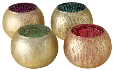 Zdjęcie produktu dla 4-częściowy zestaw lampionów Corios okrągły złoty 4 kolory świeczki świąteczne świecznik na tealight