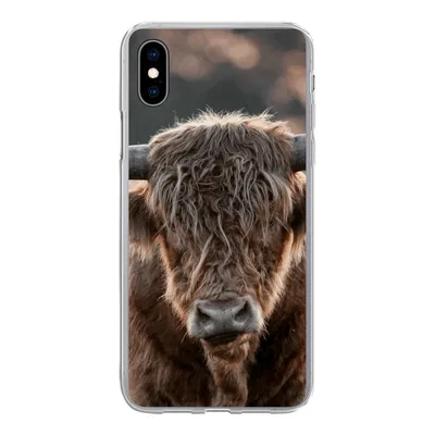 Produktbild von MuchoWow® Handyhülle Schutzhülle Hülle für iPhone Xs Schottischer Highlander - Mantel - Porträt Silikon Softcase Handy Hülle - Handytasche