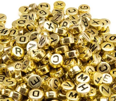 Produktbild von Runde Acryl Letterkralen A-Z Goudfarben für Schmuck
