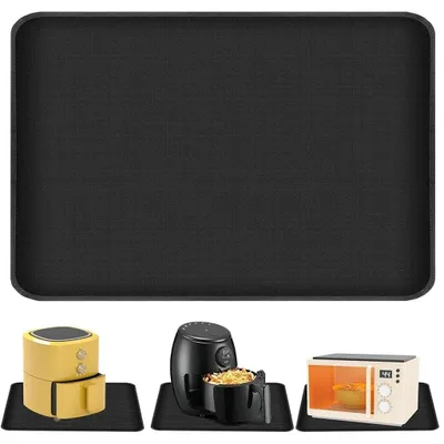 Produktbild von Feuerfeste Matte, hitzebeständige Matte für Heißluftfritteusen, Kaffeemaschinen, rutschfeste Silikonmatte mit Glasfaserschutz für Backöfen, Arbeitsplatten und Grills, 60 × 40 cm, schwarz