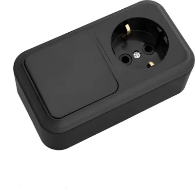 Produktbild von Steckdose/Lichtschalter Aufputz Kombi Schuko IP20 schwarz, serie Praleska