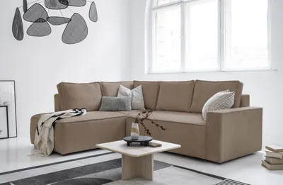 Produktbild von MIUFORM Brave Dave - Ecksofa mit Bettfunktion und Bettkasten L-FORM LINKS - 247x194cm - Dunkelbeige - Sofa Schlafsofa Couch