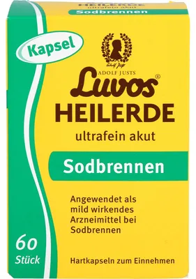 Produktbild von Luvos Heilerde ultrafein akut Hartkapseln zur Einnahme bei Sodbrennen, 60 St. Kapseln