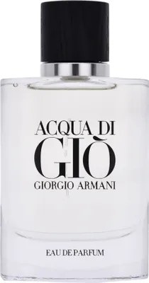 A clear, front-facing studio shot of an Armani Acqua Di Gio Eau De Parfum bottle.