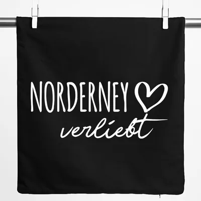 Produktbild von Huuraa Kissenbezug Norderney verliebt 40x40cm Black Baumwolle Dekokissenbezug Geschenkidee