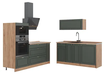 Produktbild von Küchenzeile Vicco Fame-Line Grün-Gold Landhaus/Goldkraft Eiche 340 cm, AP Eiche, Model 63706