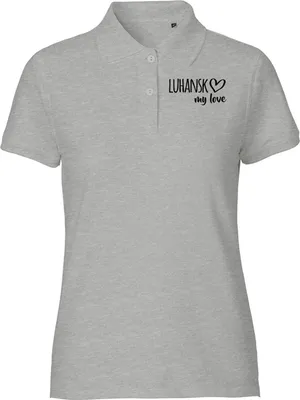 Produktbild von Huuraa Damen Polo Shirt Luhansk my love M Sport Grey Bio Baumwolle Fairtrade Poloshirt Geschenkidee