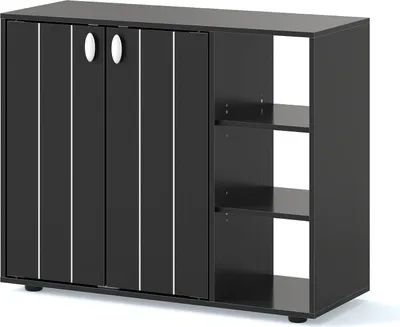 Produktbild von COSTWAY Schuhschrank, Schuhregal mit 2 Türen, Regalen, Schuhkommode, Schuhaufbewahrung für Flur, Diele und Wohnzimmer, 80 x 31 x 64,5 cm, Schwarz