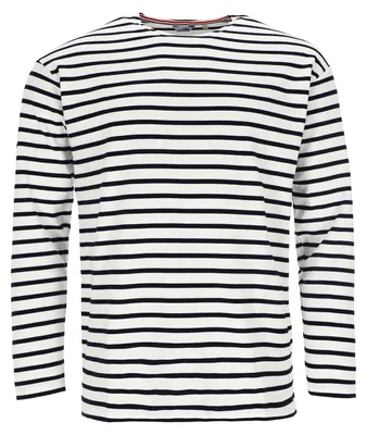 Produktbild von modAS Herren Shirt Bretonisches Streifenshirt - Ringelshirt Streifenshirt Langarmshirt mit Streifen aus Baumwolle in Weiß/Blau Größe 54