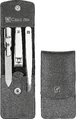 Zdjęcie produktu dla Etui do manicure czarna skóra bydlęca Classic Inox 3 szt
