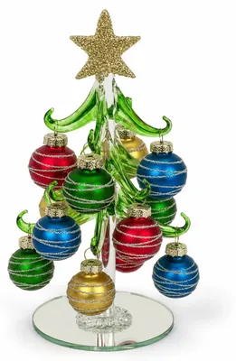 Weihnachtsbaum aus Glas, bunte Kugeln, 15 cm
