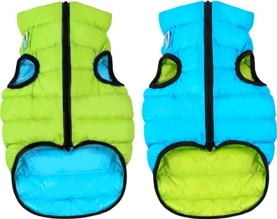 Produktbild von AiryVest Hundejacke mit Tasche,Reversible Wasserdicht Hundekleidung, Hundemantel, Windichte, Koralle + Grau, Größe M: 45x64x38 cm