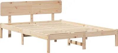 Productafbeelding van vidaXL Bedframe met hoofdeinde, naturel, 140 x 200 cm, massief grenenhout