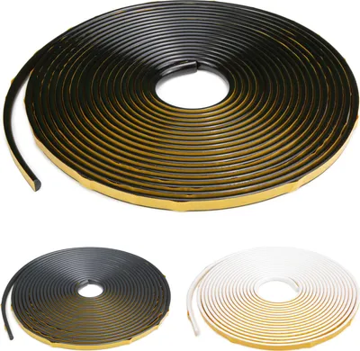 Produktbild von HEXIMO Flexible Zierleiste selbstklebend schwarz aus PVC - Deckenleisten Sockelleisten Schrankkanten Eckendekor Halbrund Fliesenkanten Fußleiste Modell: SFL-1-schwarz 12x6 mm (1 Rolle / 10 Meter)
